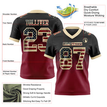 Load image into Gallery viewer, Custom Black Vintage USA Flag Crimson-Cream Authentic Gradient Square Shape Flag Football Jersey