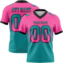 Laden Sie das Bild in den Galerie-Viewer, Custom Pink Teal-Black Authentic Gradient Square Shape Flag Football Jersey