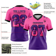Laden Sie das Bild in den Galerie-Viewer, Custom Pink Purple-Black Authentic Gradient Square Shape Flag Football Jersey