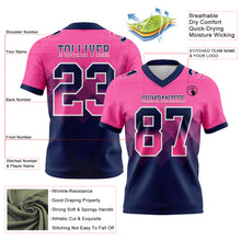 Laden Sie das Bild in den Galerie-Viewer, Custom Pink Navy-White Authentic Gradient Square Shape Flag Football Jersey