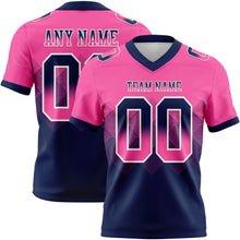 Laden Sie das Bild in den Galerie-Viewer, Custom Pink Navy-White Authentic Gradient Square Shape Flag Football Jersey