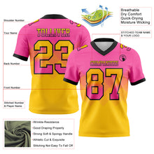 Laden Sie das Bild in den Galerie-Viewer, Custom Pink Yellow-Black Authentic Gradient Square Shape Flag Football Jersey