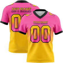 Laden Sie das Bild in den Galerie-Viewer, Custom Pink Yellow-Black Authentic Gradient Square Shape Flag Football Jersey