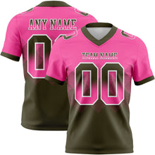 Загрузить изображение в средство просмотра галереи, Custom Pink Olive-White Authentic Gradient Square Shape Flag Football Jersey