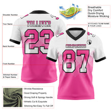 Load image into Gallery viewer, Custom White Pink-Black Authentic Gradient Square Shape Flag Football Jersey