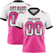 Load image into Gallery viewer, Custom White Pink-Black Authentic Gradient Square Shape Flag Football Jersey