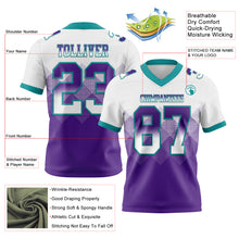 Charger l'image dans la galerie, Custom White Purple-Teal Authentic Gradient Square Shape Flag Football Jersey