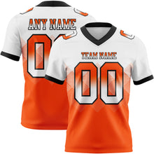 Load image into Gallery viewer, Custom White Orange-Black Authentic Gradient Square Shape Flag Football Jersey