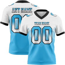 Charger l'image dans la galerie, Custom White Sky Blue-Black Authentic Gradient Square Shape Flag Football Jersey