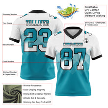 Charger l'image dans la galerie, Custom White Teal-Black Authentic Gradient Square Shape Flag Football Jersey