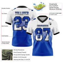 Charger l'image dans la galerie, Custom White Thunder Blue-Black Authentic Gradient Square Shape Flag Football Jersey