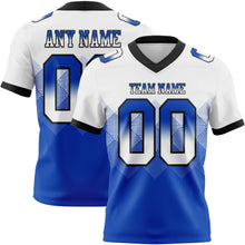 Charger l'image dans la galerie, Custom White Thunder Blue-Black Authentic Gradient Square Shape Flag Football Jersey
