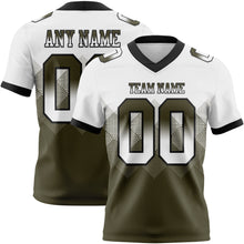 Charger l'image dans la galerie, Custom White Olive-Black Authentic Gradient Square Shape Flag Football Jersey
