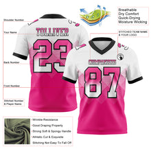 Charger l'image dans la galerie, Custom White Hot Pink-Black Authentic Gradient Square Shape Flag Football Jersey