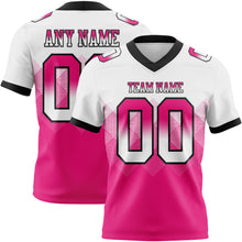 Charger l'image dans la galerie, Custom White Hot Pink-Black Authentic Gradient Square Shape Flag Football Jersey