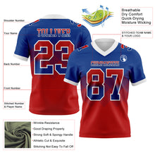 Load image into Gallery viewer, Custom Royal Red-White Authentic Gradient Square Shape Flag Football Jersey