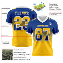 Load image into Gallery viewer, Custom Royal Yellow-White Authentic Gradient Square Shape Flag Football Jersey