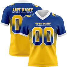 Load image into Gallery viewer, Custom Royal Yellow-White Authentic Gradient Square Shape Flag Football Jersey