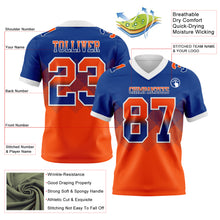 Load image into Gallery viewer, Custom Royal Orange-White Authentic Gradient Square Shape Flag Football Jersey