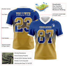 Load image into Gallery viewer, Custom Royal Old Gold-White Authentic Gradient Square Shape Flag Football Jersey