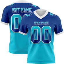Charger l'image dans la galerie, Custom Royal Lakes Blue-White Authentic Gradient Square Shape Flag Football Jersey