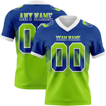 Charger l'image dans la galerie, Custom Royal Neon Green-White Authentic Gradient Square Shape Flag Football Jersey