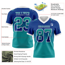 Charger l'image dans la galerie, Custom Royal Teal-White Authentic Gradient Square Shape Flag Football Jersey