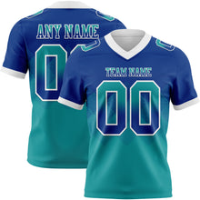 Charger l'image dans la galerie, Custom Royal Teal-White Authentic Gradient Square Shape Flag Football Jersey