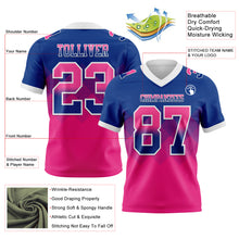 Charger l'image dans la galerie, Custom Royal Hot Pink-White Authentic Gradient Square Shape Flag Football Jersey