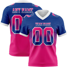 Charger l'image dans la galerie, Custom Royal Hot Pink-White Authentic Gradient Square Shape Flag Football Jersey