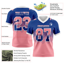 Charger l'image dans la galerie, Custom Royal Medium Pink-White Authentic Gradient Square Shape Flag Football Jersey