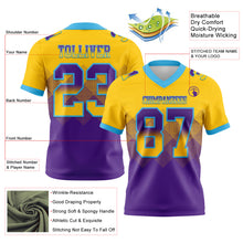Charger l'image dans la galerie, Custom Yellow Purple-Sky Blue Authentic Gradient Square Shape Flag Football Jersey