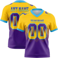 Charger l'image dans la galerie, Custom Yellow Purple-Sky Blue Authentic Gradient Square Shape Flag Football Jersey