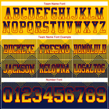 Laden Sie das Bild in den Galerie-Viewer, Custom Yellow Navy-Red Authentic Gradient Square Shape Flag Football Jersey