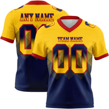 Laden Sie das Bild in den Galerie-Viewer, Custom Yellow Navy-Red Authentic Gradient Square Shape Flag Football Jersey