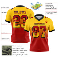 Laden Sie das Bild in den Galerie-Viewer, Custom Yellow Red-Black Authentic Gradient Square Shape Flag Football Jersey