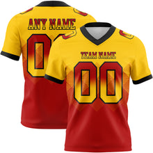 Laden Sie das Bild in den Galerie-Viewer, Custom Yellow Red-Black Authentic Gradient Square Shape Flag Football Jersey