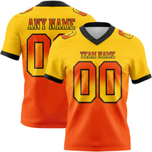Charger l'image dans la galerie, Custom Yellow Orange-Black Authentic Gradient Square Shape Flag Football Jersey