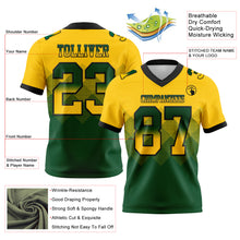 Laden Sie das Bild in den Galerie-Viewer, Custom Yellow Green-Black Authentic Gradient Square Shape Flag Football Jersey