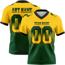 Laden Sie das Bild in den Galerie-Viewer, Custom Yellow Green-Black Authentic Gradient Square Shape Flag Football Jersey