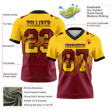 Charger l'image dans la galerie, Custom Yellow Crimson-Black Authentic Gradient Square Shape Flag Football Jersey