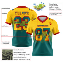 Charger l'image dans la galerie, Custom Yellow Teal-Red Authentic Gradient Square Shape Flag Football Jersey