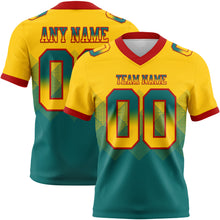 Charger l'image dans la galerie, Custom Yellow Teal-Red Authentic Gradient Square Shape Flag Football Jersey