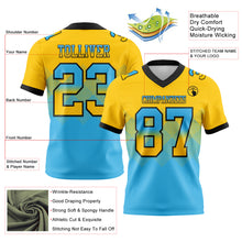 Charger l'image dans la galerie, Custom Yellow Sky Blue-Black Authentic Gradient Square Shape Flag Football Jersey