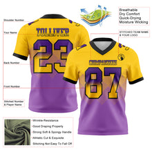 Charger l'image dans la galerie, Custom Yellow Medium Purple-Black Authentic Gradient Square Shape Flag Football Jersey
