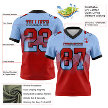 Charger l'image dans la galerie, Custom Light Blue Red-Black Authentic Gradient Square Shape Flag Football Jersey