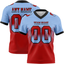 Charger l'image dans la galerie, Custom Light Blue Red-Black Authentic Gradient Square Shape Flag Football Jersey