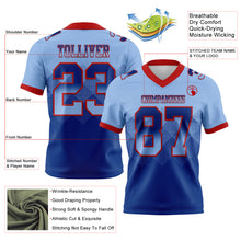 Laden Sie das Bild in den Galerie-Viewer, Custom Light Blue Royal-Red Authentic Gradient Square Shape Flag Football Jersey