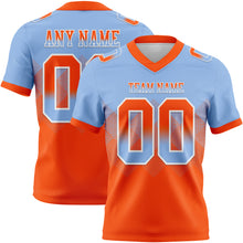 Charger l'image dans la galerie, Custom Light Blue Orange-White Authentic Gradient Square Shape Flag Football Jersey