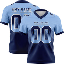Charger l'image dans la galerie, Custom Light Blue Navy-White Authentic Gradient Square Shape Flag Football Jersey